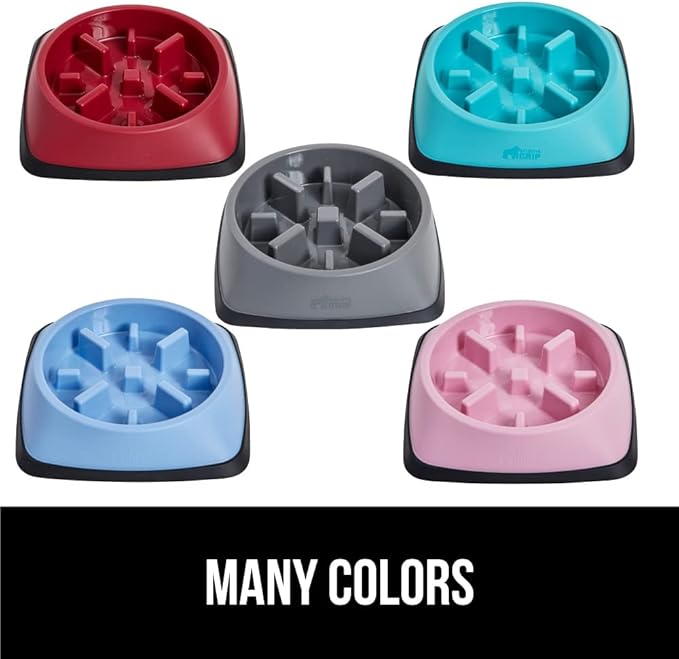 GORILLA GRIP Patent Pending Slow Feeder Dog Bowls, Interactive Puzzle Toy for Dogs and Cats Food Training, Keeps Pets Busy and Prevents Puppy Overeating, All Breeds, 100% BPA Free, 1 Cup, Light Blue