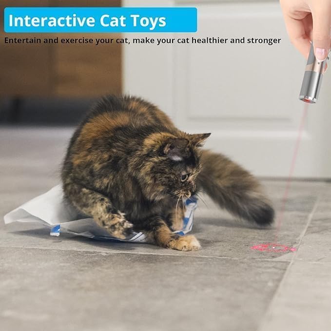 Cat Toy, 2 Pieces Rechargeable, 3 Modes 5 Fun Patterns, Interactive Kitten Cat Mouse Toy for Indoor Cat Dog Bird Pet Chase Play