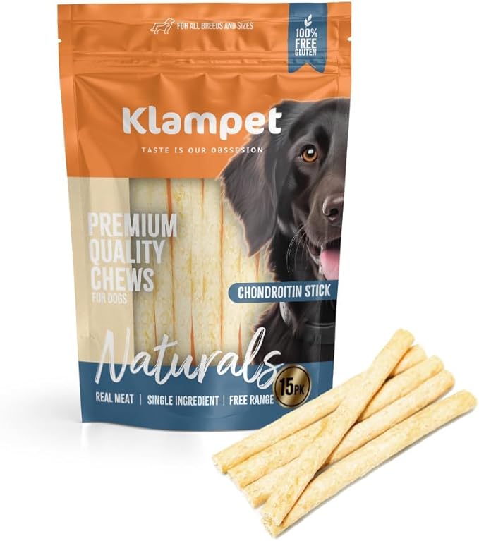 Chondroitin Joint Sticks for Dogs 15 Pack – Natural Collagen Chews with Chondroitin for Joint Support – Grass-Fed Beef Protein – Mobility, Flexibility & Cartilage Health