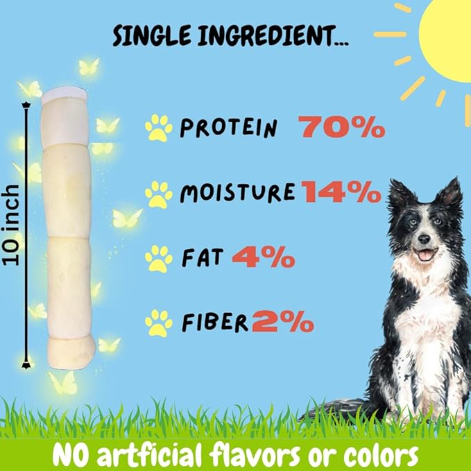 BULLYSTICKS & MORE Beef Cheek Rolls for Dogs (10-12" Regular Retriever Roll - 10 Count) - Beef Cheek Bones for Dogs - Dog Parents Choice - Premium No Hide Rolls