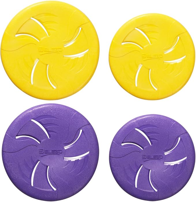 Indestructible Flying Discs, Interactive Dog Toy, Soft Lightweight Fetch Toys for Medium Large Dogs, Floats in Water & Safe on Teeth, 9 inch(Large, Yellow)