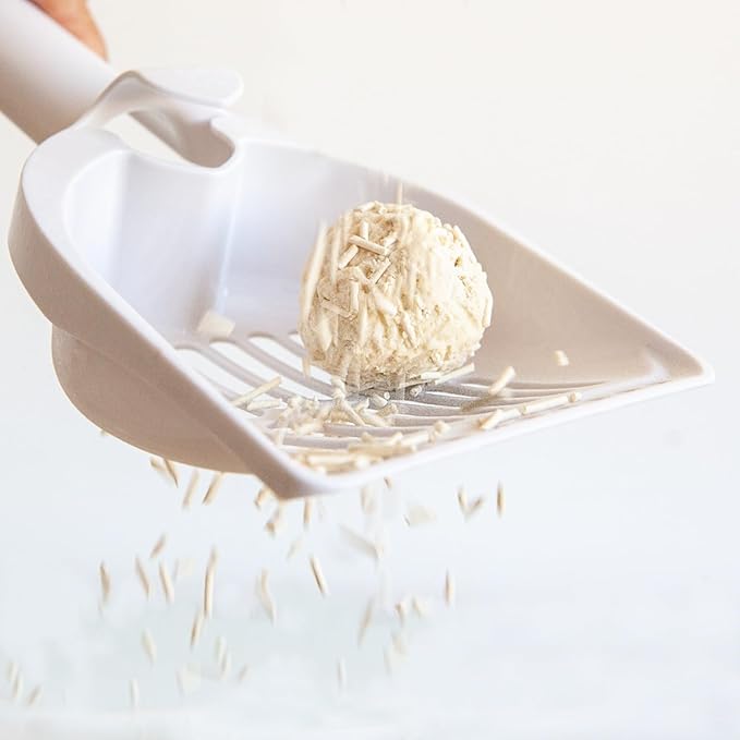 2 Pack Large Cat Litter Scoop Set with Bee-Shaped Wand Toy Refill, Heavy Duty Cat Scooper for Litter Box with 7mm Wide Large Holes, Long Handle & Hanging Hook, Kitty Litter Box Cleaning Tool