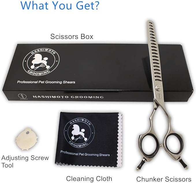HASHIMOTO Chunker Scissors for Dog Grooming, 19 Teeth, 7.0 Inch, Light Weight