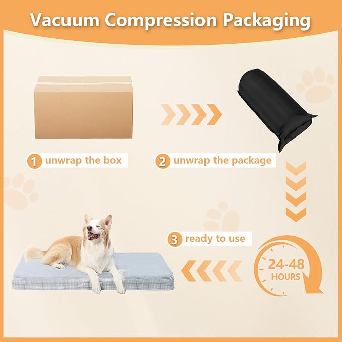 MIHIKK Washable Orthopedic Dog Bed for Large Dogs, XL Waterproof Pet Bed with Egg Crate Foam Strong Support, Machine Washable Cover & Anti-Slip Bottom & Durable Zipper 41x27(Gray)