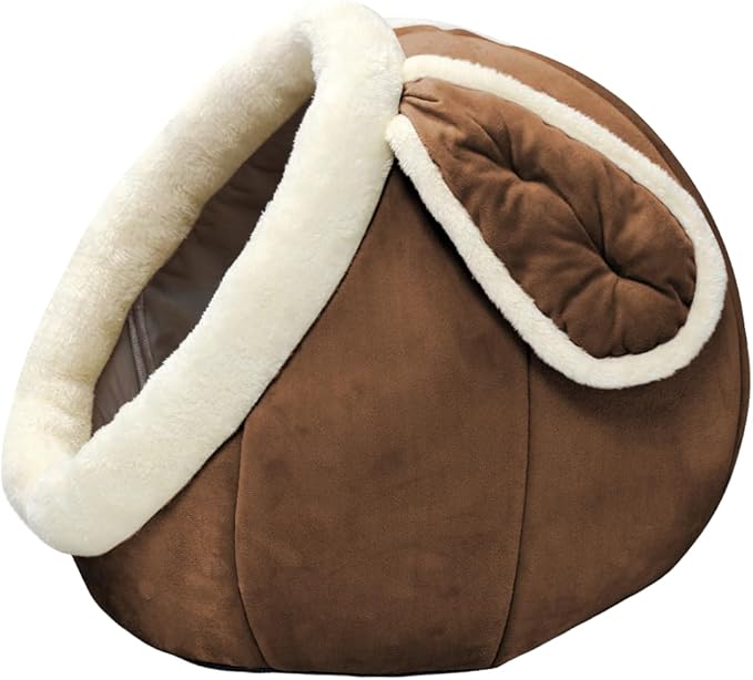 Lcybem Cat Beds for Indoor Cats - Rabbit-Shaped Cat Cave Bed with Hanging Toy,Super Soft Calming Pet Bed for Kitten,Small Dog