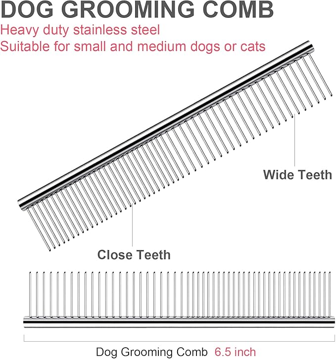 Professional Dog Grooming Scissors Kit, Titanium Coated Dog Scissors for Grooming, Grooming Shears Kit for Dogs Cat At Home (Pink 5 in 1)