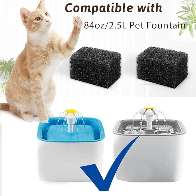 Cat Water Fountain Filters, Pack of 8 Cat Fountain Sponge Filter Pre-Filter Sponges for 84oz/2.5L Automatic Cat Fountain
