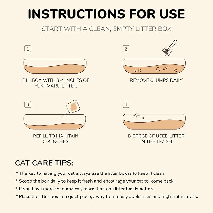 FUKUMARU Cassava Cat Litter, 24 LB Strong Clumping Cat Litter Bulk, Plant-Based Natural Ingredients, Non-Stick Base, Low Dust, 24/7 Odor Control, Unscented, 6lb x 4bags