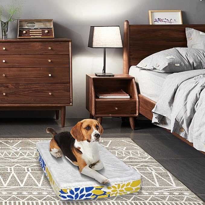 Dog Bed Medium Large Size Dogs Sleeping Mat Dog Orthopedic Foam with Bolster Washable Dogs Bed Sofa Pet Bed with Removable Cover