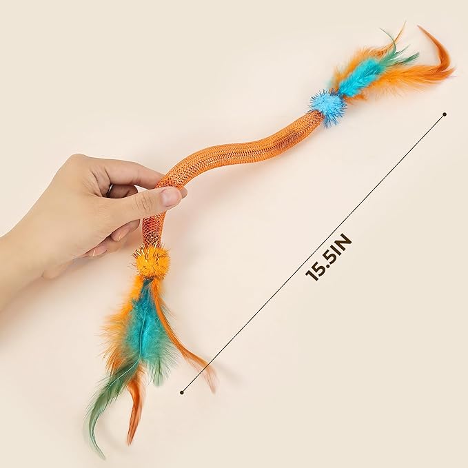 Catnip Toys for Cats – 6-Pack Feather Mesh Tubes with Bells, Interactive Chew Set for Indoor Cats & Kittens