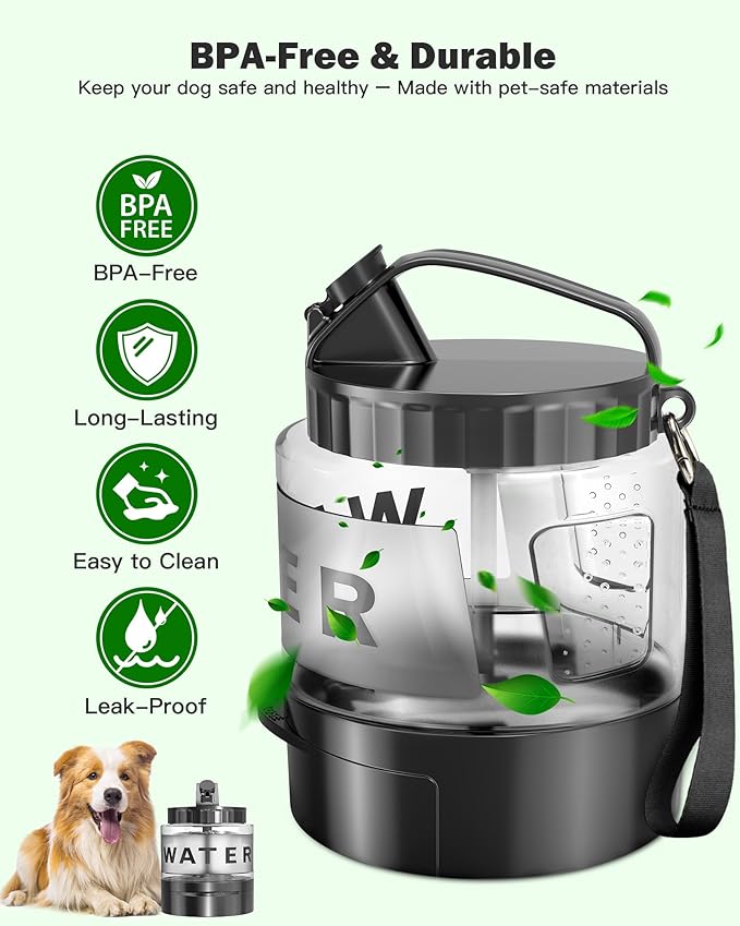 Dog Water Bottle Travel Bowl - 56oz Large Portable Dog Water Bowls Dispenser for Camping Essentials Hiking Traveling Beach Car Accessories, Leak Proof Pet Drinking Bottle Jug Bowls Dispenser