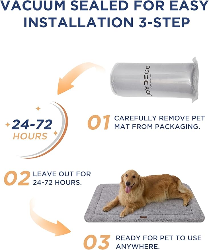 Joydeco Low Profile Dog Crate Mat Reversible Bed Pad, Washable Dog Pad Mat with Ultra Soft Fleece, Compact Design Kennel Beds Mats for Large Medium Small Pets, 36" x 27" Dark Gray