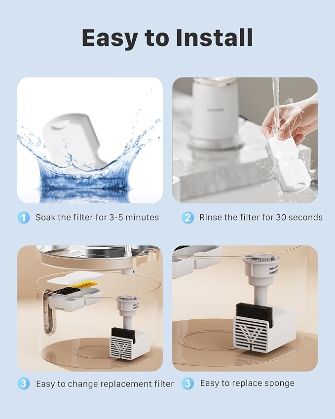 UMOCUOY Cat Water Fountain Filter: 12 Pet Fountain Replacement Screen for Stainless Steel - 6 Carbon Filters & 6 Foam Filters - Suitable for Cat Water Fountain Stainless Steel S17