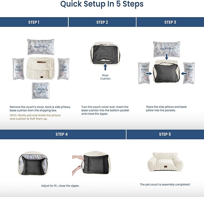 Cat Beds for Indoor Cats - Cute Cat Couch Bed Fluffy Pet Sofa with Faux Rabbit Fur Washable Cover, Fuzzy Pet Couch in 3D Diamond Pattern, Suppportive Large & Small Cats Sofa, 24inch Off White