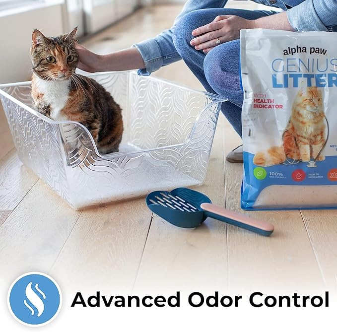 Genius Litter Health Monitoring Cat Litter, Featured on Shark Tank, Lightweight Crystal Silica Gel, Non Clumping, Dust Free, Low Tracking, Odor Control for Indoor Cats and Kittens, 3 Bag (18lb)