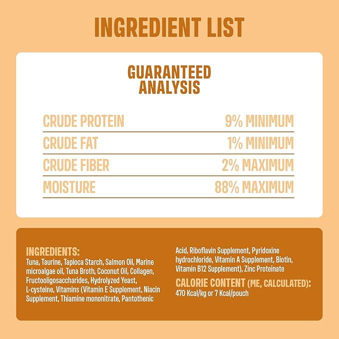 Skin & Coat for Cats β Functional Creamy Snack with Salmon Oil, Algae Oil, Zinc, Collagen & Biotin β Supports Skin and Fur Health β 30 x 0.53 oz Sachets β with Real Tuna