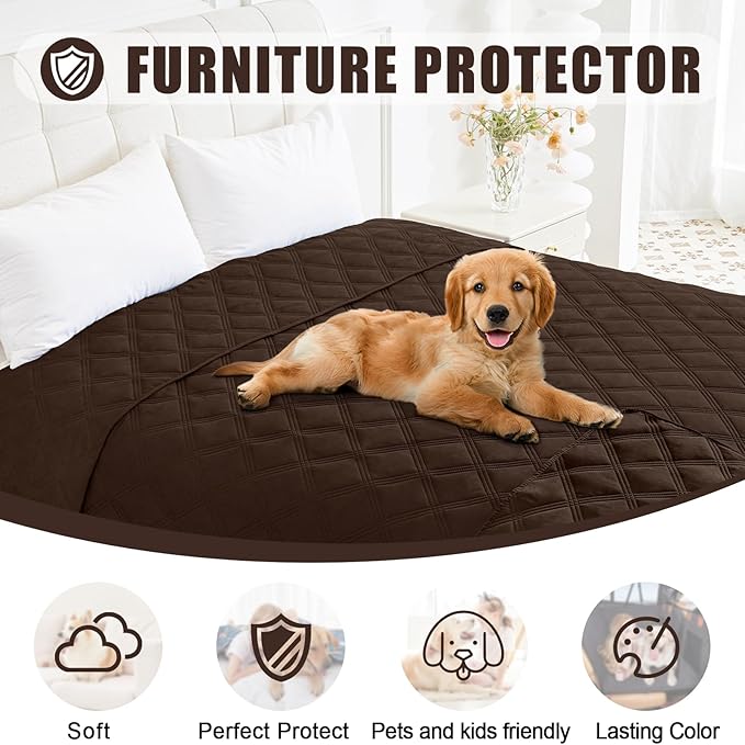 Smiry Waterproof Dog Bed Cover Blanket 40x80, Soft Reversible Pet Blanket, Washable Leakproof Cats Dogs Couch Cover for Sofa, Couch, Furniture, Lattice, Chocolate/Chocolate