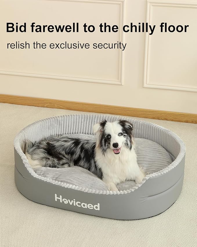 Hovicaed Dog Beds for Small Dogs, Waterproof Pet Bed with Durable Comfy Mat, Non-Slip Bottom Large Couch Bed, Indoor Dog Pillow House, Puppy Dogs Breed L