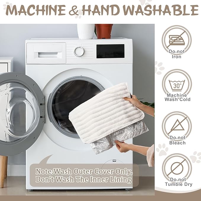 Nuanchu 4 Pack Self Warming Cat Bed 24"x18" Self Heating Dog Cat Pad Bulk Crate Mat Extra Warm Thermal Big Pet Pad for Indoor Outdoor Pets Houses with Removable Washable Cover Non Slip(White)