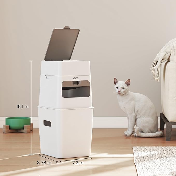 Cat Litter Trash Can, GKJ Cat Litter Bin | Garbage Disposal Diaper Pail | No Smell Cat Litter Pail | Pet Waste Pail for Cats, Dogs, Includes 1 Roll Refill Bag