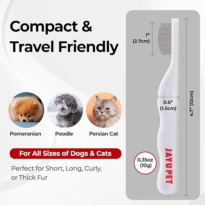JAYU PET Facial Grooming Comb - Dog Eye Combs, Stress-free Tear Stain Remover for Dogs & Cats, Pet Facial Brush, Cat Grooming Kit, Stainless Steel Deshedding Comb (2ea)