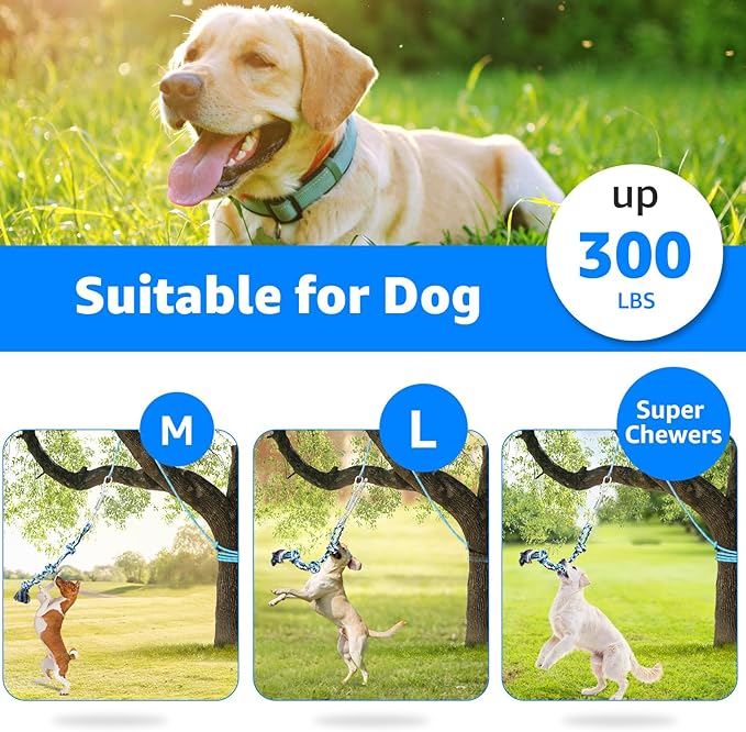 LOOBANI Spring Pole Toy for Pitbull: Bungee Tug of War Toys for Small Large Aggressive Chewers Dogs to Exercise & Muscle Building & Bite Training,Outdoor Heavy Duty Bungee Solo Tree Tugger Hanging Toy