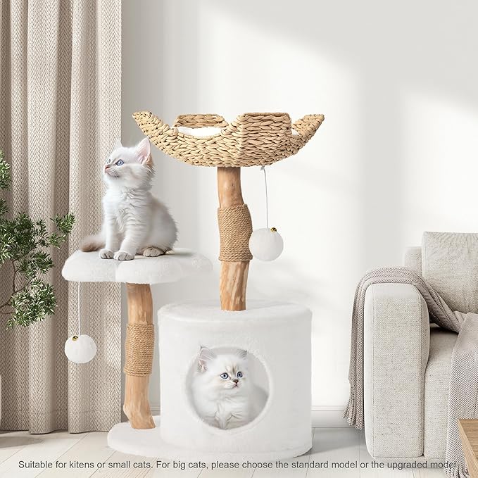 Modern Cat Tree, Wood Cat Tree Tower for Small Cats, Luxury Cat Condo with Scratching Posts and Flower Platforms, Cat Furniture by Easyego