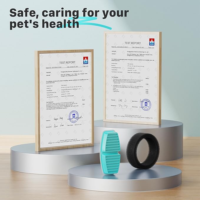 FOFNON Pet Fountain Filter Replacement: 16 Pet Water Fountain Filters for FOFNON Cat Water Fountains - 4 Months Set of Cat Fountains Filter - Including 8 Pieces of Filters + 8 Pieces Sponges