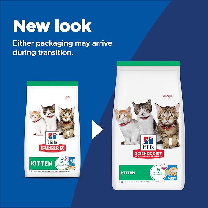 Hill's Science Diet Kitten, Kitten Premium Nutrition, Dry Cat Food, Ocean Fish & Brown Rice, 7 lb Bag