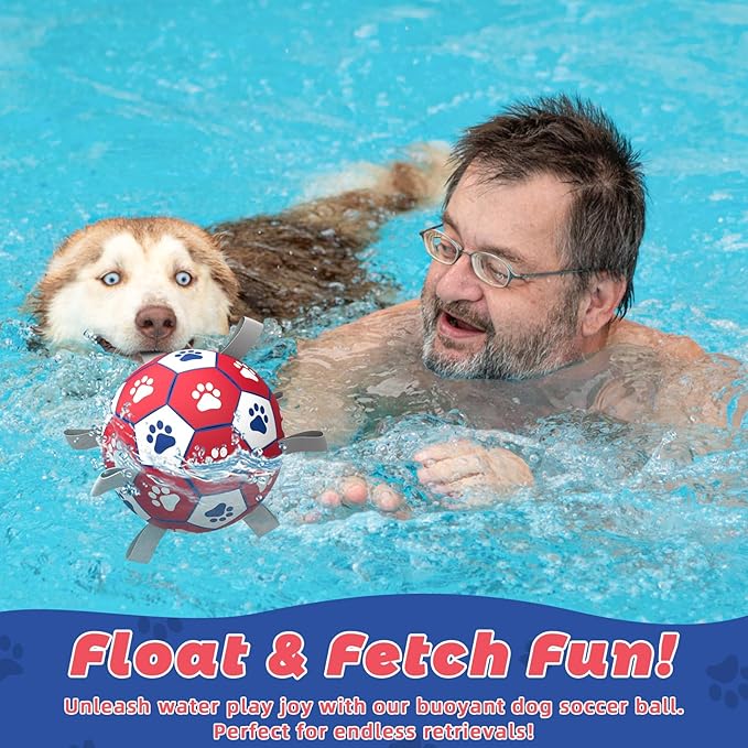 Diman Premium Dog Toys Ball, Interactive Dog Toys for Tug of War, Dog Soccer Ball with 9 Nylon Straps for Indoor Outdoor, Dog Toy for Medium Dogs & Large Gift for Birthday (7 inch)