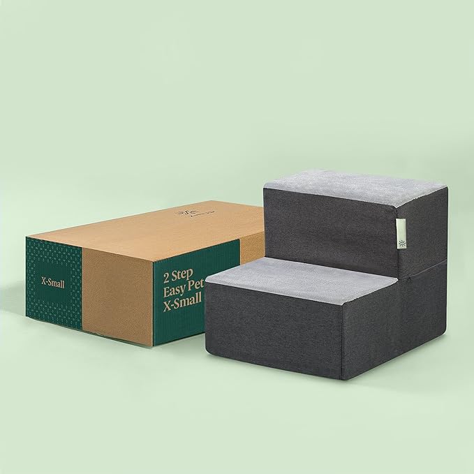 ZINUS Easy Pet Stairs, Pet Ramp, Pet Ladder, X-small, Grey