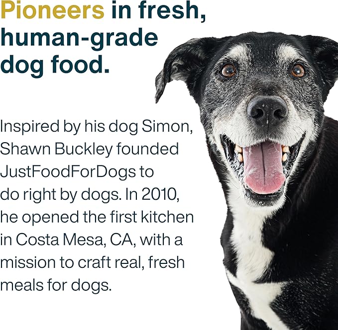 JustFoodForDogs JustFresh Wet Dog Food, Fresh Pet Meals and Toppers with No Preservatives, Resealable Package, Human Grade, Home-Cooked Chicken, 12 oz - 7 Pack