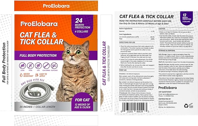 Flea and Tick Prevention Collars for Cats: Effective Pet Flea & Tick Treatment for Cats - Waterproof Adjustable Flea Tick Collars for Large & Small Cat, Outdoor Fleas Ticks Control for Kittens 4 Pack
