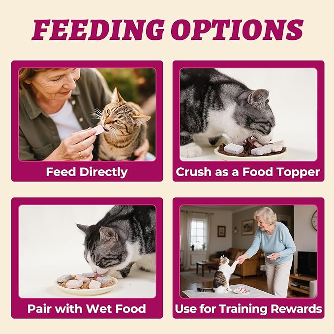 Wellix Freeze-Dried Cat Treats for Dog & Cat - Triberry Yoggy Cat&Dog Yogurt Treats with Chicken Flavor Fruits - Probiotics Digestive & Immune Health Cats&Dogs Food Toppers 4.23oz