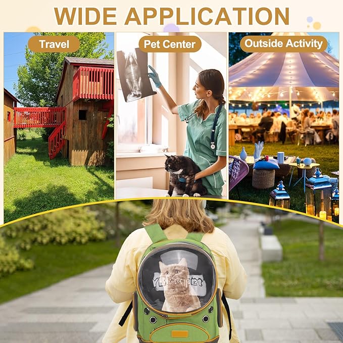 Pet Backpack Carrier, Portable and Ventilated, Oxford Cloth, Dog Cat Travel Bag with Transparent Cover 12.6", (Brown, 1 Pcs), Intended for Hiking/Camping/Traveling