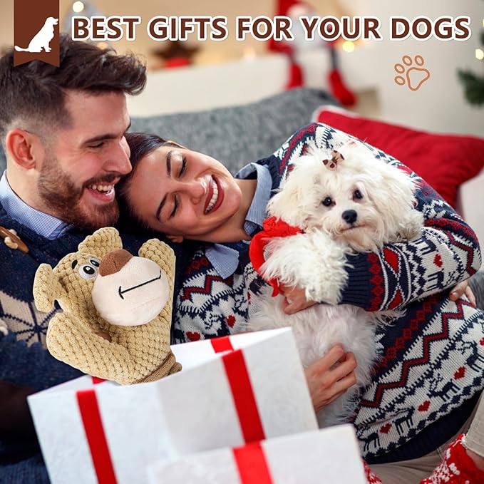 Dog Toys for Large Dogs, Plush Squeaky Dog Chew Toy with Crinkle Paper, Tough Tug of War Dog Toys - Interactive Puppy Toys for Small, Medium, Large Dogs