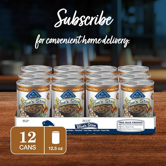 Blue Buffalo Blue's Stew Grain Free Natural Adult Wet Dog Food, Hunter's Stew 12.5 oz cans (Pack of 12)