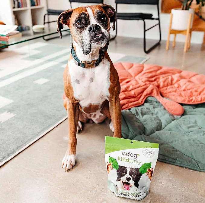 V-dog Kind Jerky - 100% Vegan Jerky Dog Treats - Plant Based Protein and Superfoods - 8 Ounce - All Natural - Made in The USA