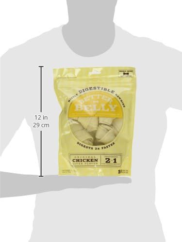 Better Belly Chicken Liver Rawhide Small Dog Bones, 10-Count