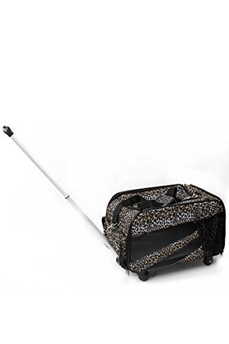dbest products Pet Smart Cart, Medium, Leopard, Rolling Carrier with Wheels Soft Sided Collapsible Folding Travel Bag, Dog Cat Airline Approved Tote Luggage Backpack