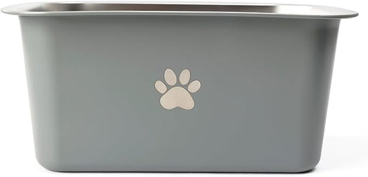 1.2 Gallons 20 Cup Non Slip Stainless Steel Large Dog Water Bowls, Outdoor Metal Dog Bowls Large Breed, High Capacity Water Bowl for Big Giant Huge Dogs, Grey