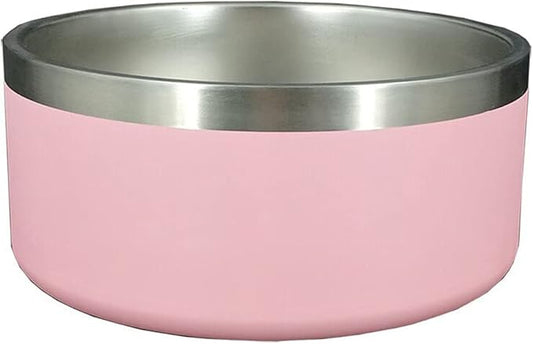 32oz 64oz Stainless Steel Double Wall Dog Bowls,BPA Free Non-Slip Pet Dishes,Cat Food&Water Bowl with Rubber Base(64oz, Pink)