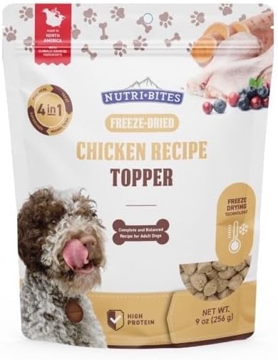 Nutri Bites Freeze Dried Chicken Dog & Cat Treats, 4 oz | Healthy Pet Training Treats or Food Topper | All Natural, 1 Single Animal Protein, High Protein (Pack of 2)