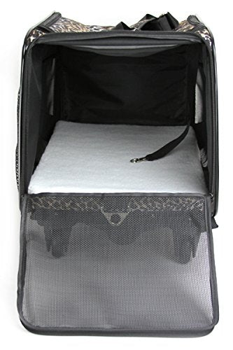 dbest products Pet Smart Cart, Medium, Leopard, Rolling Carrier with Wheels Soft Sided Collapsible Folding Travel Bag, Dog Cat Airline Approved Tote Luggage Backpack