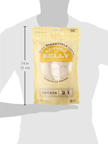 Better Belly Chicken Liver Rawhide Large Dog Bones, 2-Count