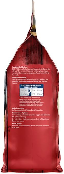 Blue Buffalo Wilderness Adult Dry Cat Food, Rocky Mountain Recipe, Chicken-Free & Grain-Free Recipe Made with Natural Ingredients, Red Meat, 4-lb Bag