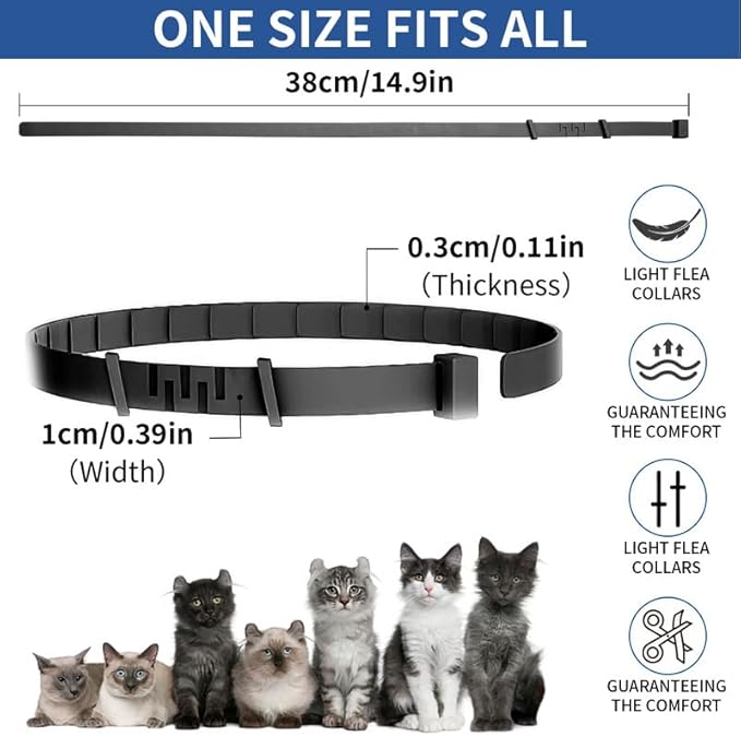 4 Pack Flea Collar for Cats, 32 Months Flea and Tick Prevention for Cat, Waterproof Natural Cat Fleas and Ticks Treatment, Adjustable Fleas and Ticks Collar for Cats Kittens(4 Colors)