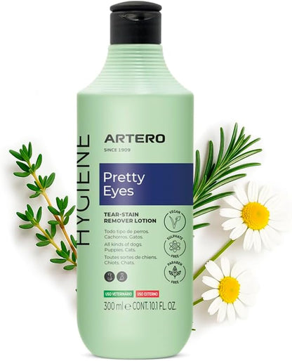 ARTERO Pretty Eyes. Eye Cleaner. Effectively removes Tear Stains from The Tear ducts of Dogs and Cats, ensuring a Clean and Healthy Appearance. 300 ml Bottle for Regular use.