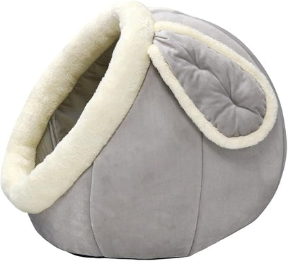 Lcybem Cat Beds for Indoor Cats - Rabbit-Shaped Cat Cave Bed with Hanging Toy,Super Soft Calming Pet Bed for Kitten,Small Dog,Warm Plush&Machine Washable&Removable Cotton Pad,cat Hideaway