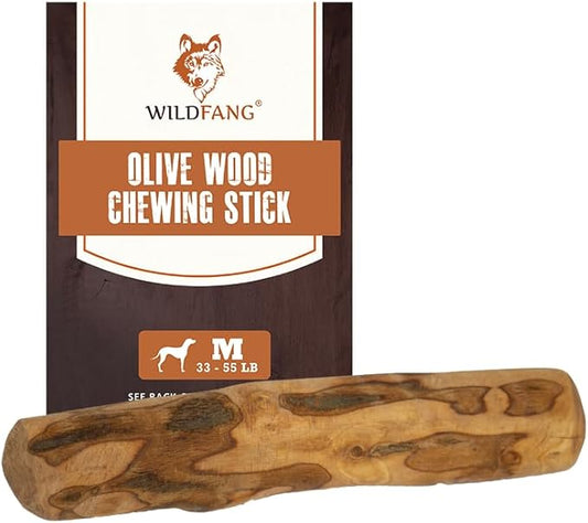 Wildfang® Olive Wood Chewing Sticks for Dogs, Medium - Tough Chew Toys for Aggressive Chewers, Puppy Chew Toys for Teething, Training for Chewing Muscles, Olive Wood Stick for Dog (33-55lbs)